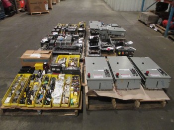 6 PALLETS OF ASSORTED ELECTRICAL EQUIPMENT, EATON, GE, ALLEN-BRADLEY