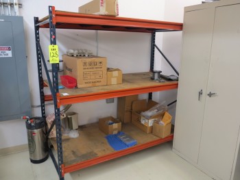 SECTION OF SHELF RACKING, 6X3X6, W/2 DOOR STORAGE CABINET