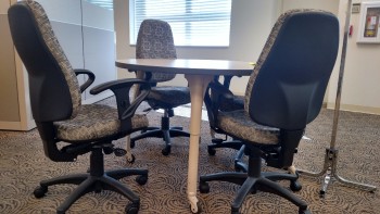 TABLE W/4 CHAIRS & COAT RACK