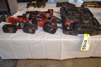 LOT OF ASSORTED ELECTRIC DRILLS AND RIGHT ANGLE IMPACT DRIVER