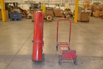LOT OF 2 CYLINDER CARTS, WITH EMPTY C02 TANK