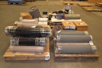 4 PALLETS OF ASSORTED CONVEYOR BELT REPLACEMENT PARTS