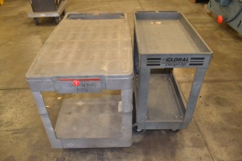 LOT OF 2 ASSORTED PLASTIC UTILITY CARTS