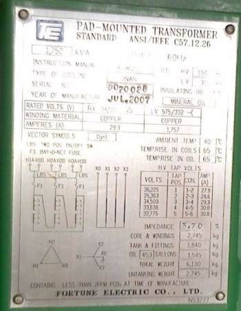 NEW / UNUSED Fortune Electric Tamperproof Padmount Transformers 1750 KVA