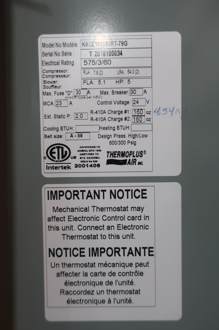 THERMOPLUS KACE 180V85RT79G AIR CONDITIONER