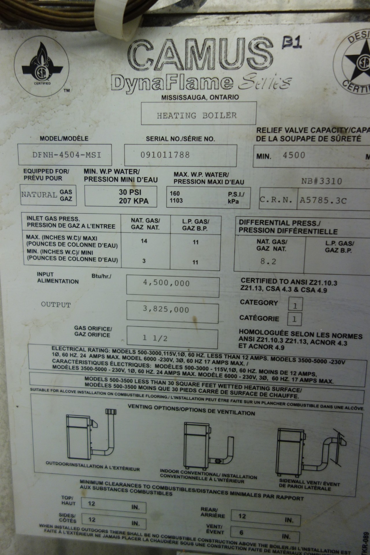 CAMUS DFNH4504MSI DYNAFLAME SERIES BOILER
