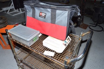Shop Cart with Rivit Set, Vac. Clamps, Paint Gun, Porter Cable Grinder