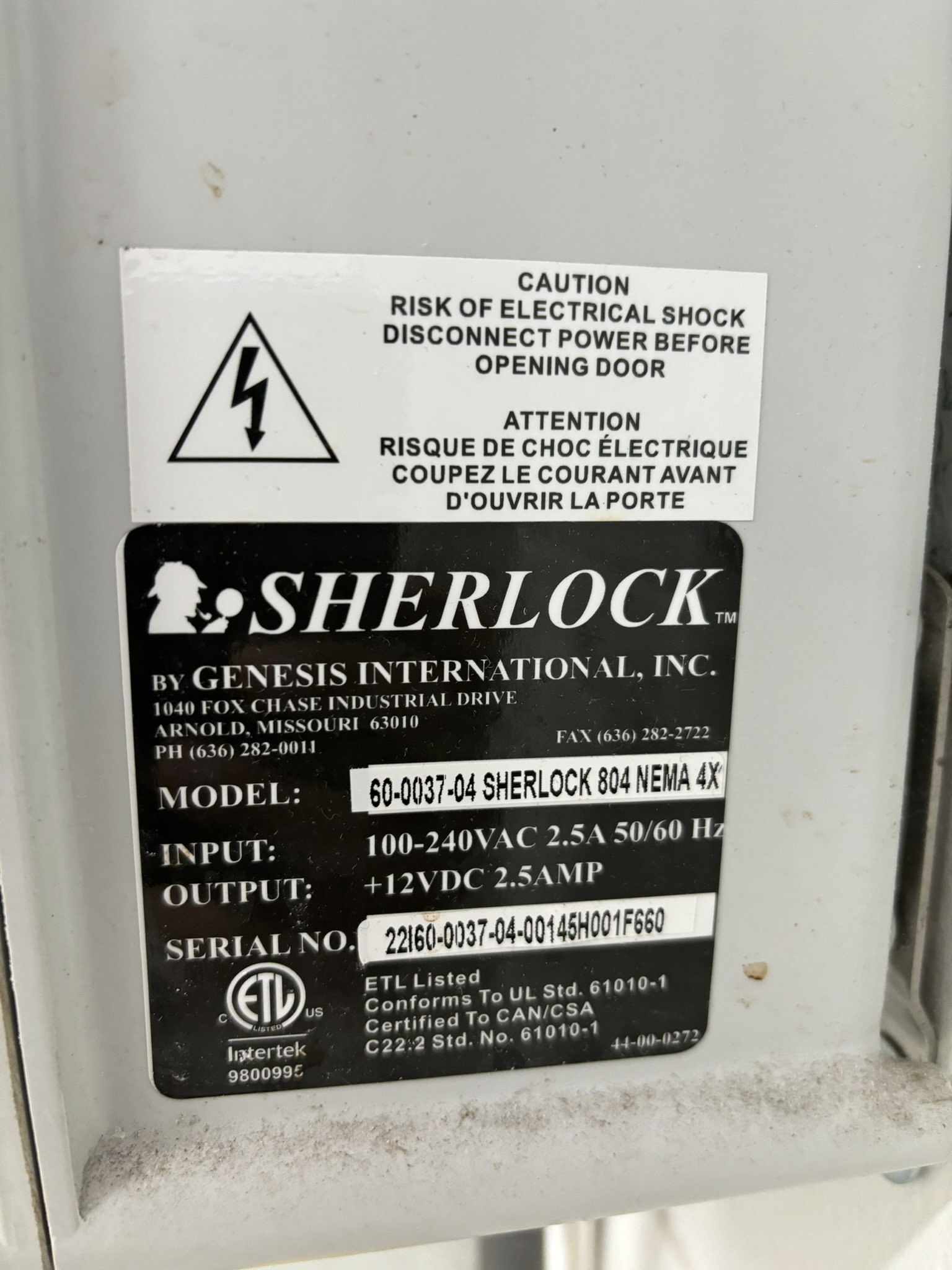 SHERLOCK 60-0037-04 SHERLOCK 804 NEMA 4X AMMONIA SENSOR For Sale | Aucto