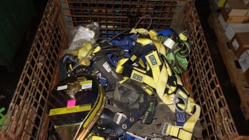 1 CRATE OF ASSORTED LIFE LINES, SAFETY HARNESSES, SALA, MILLER