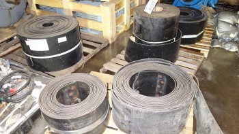 LOT OF 5 ASSORTED RUBBER CONVEYOR ROLLS, STRONGCO