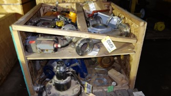 1 CRATE OF ASSORTED VALVE REPLACEMENT PARTS, STAINLESS BALL VALVES, PUMPS