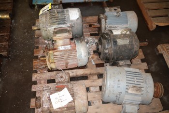 PALLET OF ASSORTED ELECTRIC MOTORS,1HP, 5HP, 10HP, GENERAL ELECTRIC