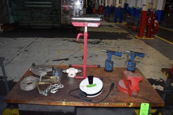 Bench Vise, Pneumatic Riveters, Cordreel, Tie down Straps, roller Stand