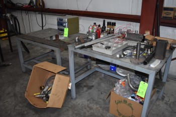 Lot of (2) Metal Tables w/ contents