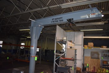 Jib Crane w/ Trolley, 2 Metric Tons cap. w/ 2-Ton Coffing Electric Hoist