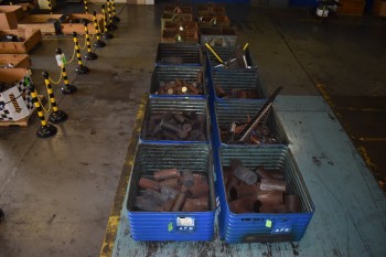 (8) Metal Totes w/Steel Contents, heavy steel solid bar