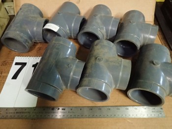 7 Pc Lot GSR Schedule 80 Gray PVC Hi-Strength Tee Slip Solvent Fittings 2-1/2\