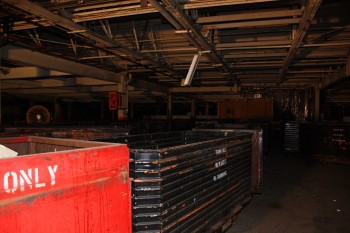 18 trash wagons, steel table, 6 welder carts, grinder, vice