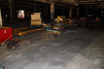 11 lift turn tables, 9 Material haulers, Misc. lockers and tables