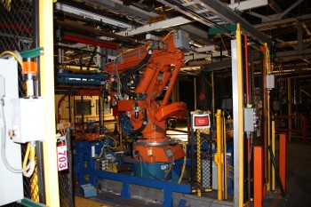 Robot cell complete, robot, robot tooling control panels