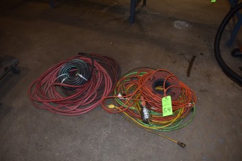 Lot of (2) Wood Dolly\'s, Extension Chords, Pneumatic Hoses