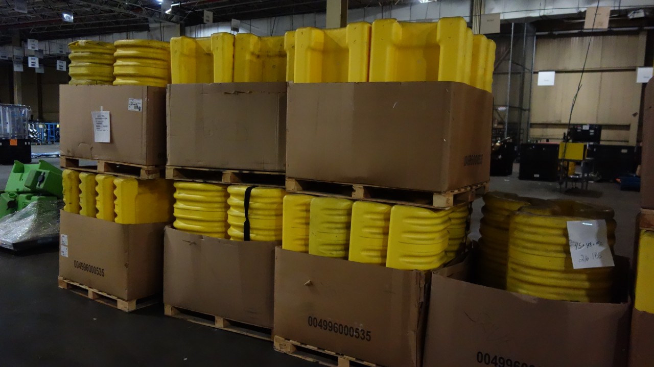 7 PALLETS OF WAREHOUSE RACKING COLUMN GUARD BUMPERS
