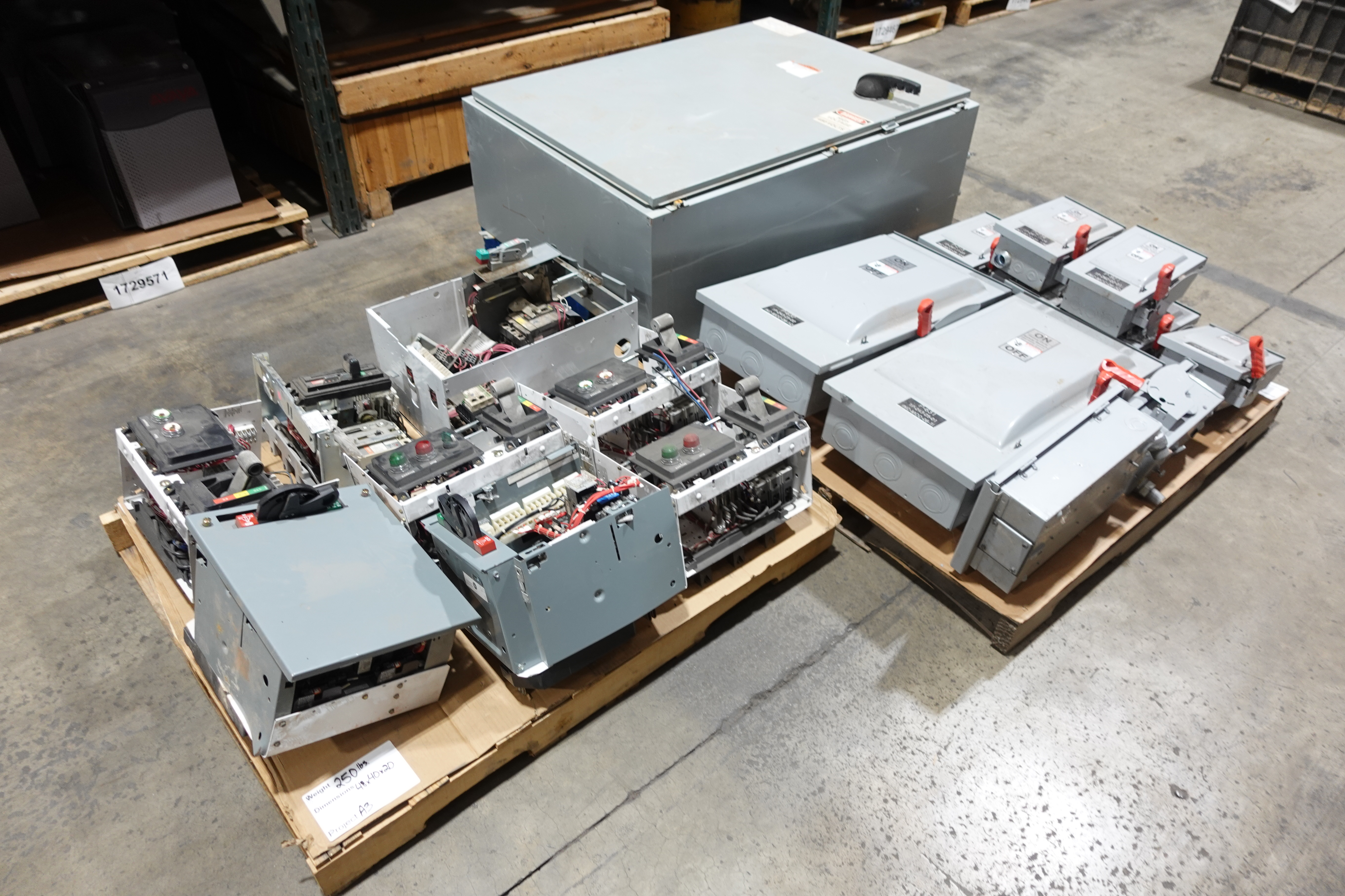 3 PALLETS OF ASSORTED ELECTRICAL CONTROLS, MCC BUCKETS, AND DISCONNECTS ...