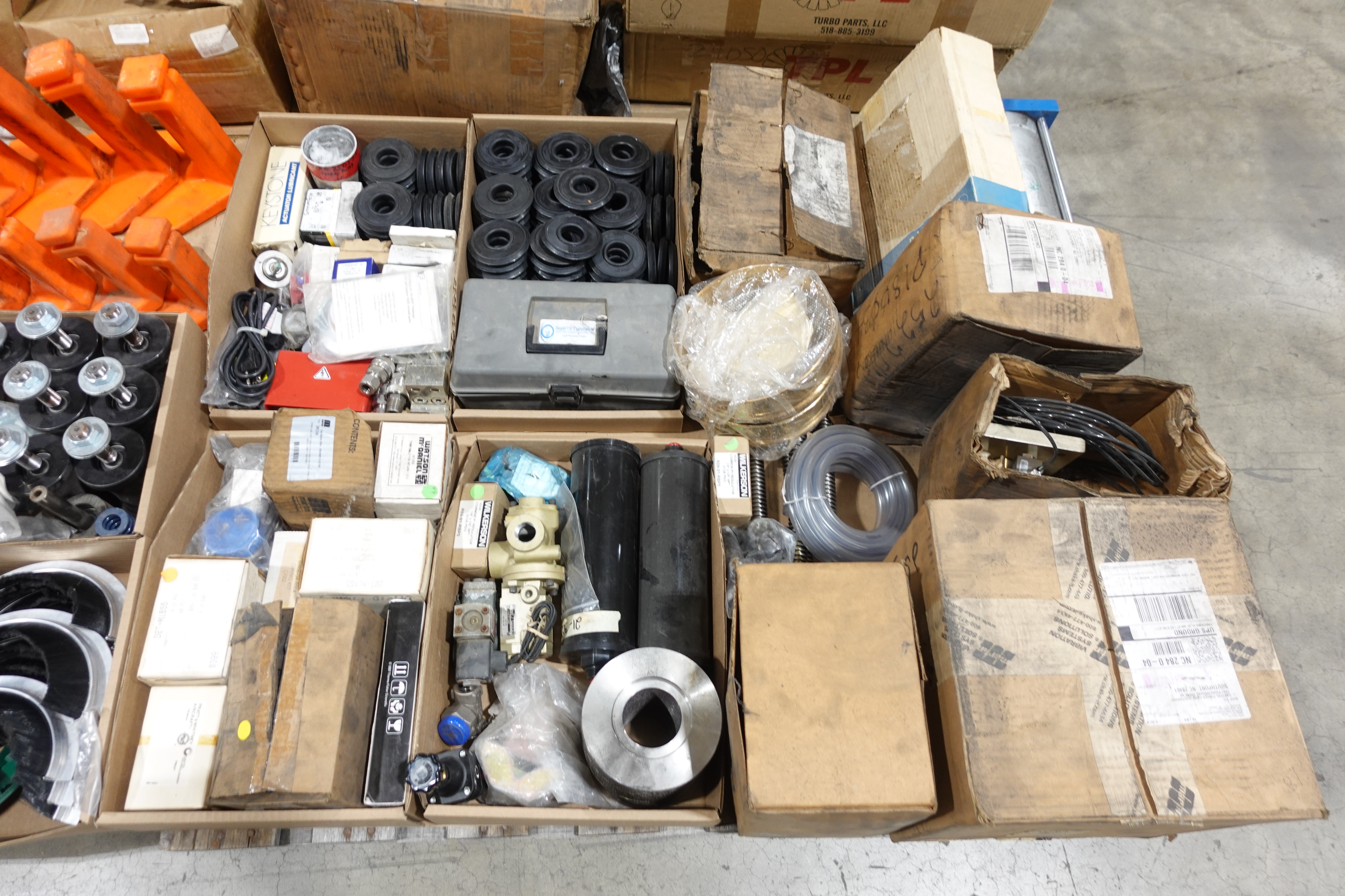 4 PALLETS OF MIXED MRO, VALVES AND VALVE PARTS, VIBRATORS, CONVEYOR ...