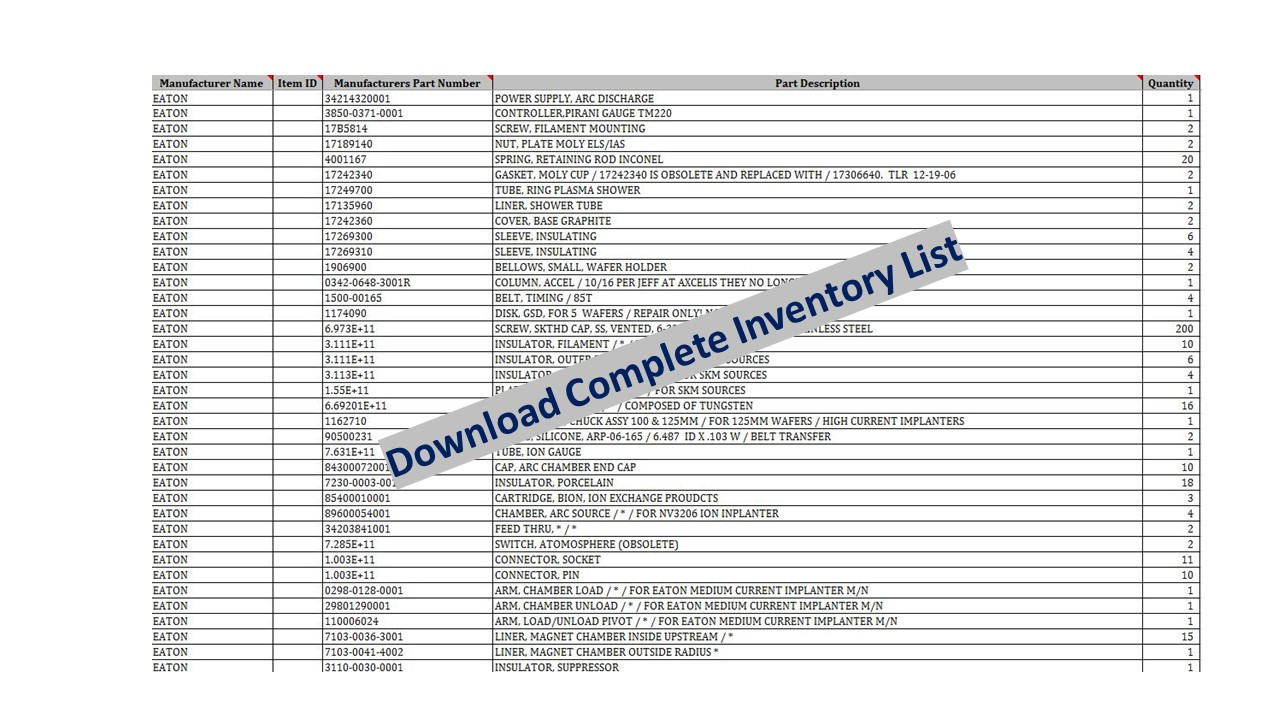 Indirect Material List of Eaton Spare Parts