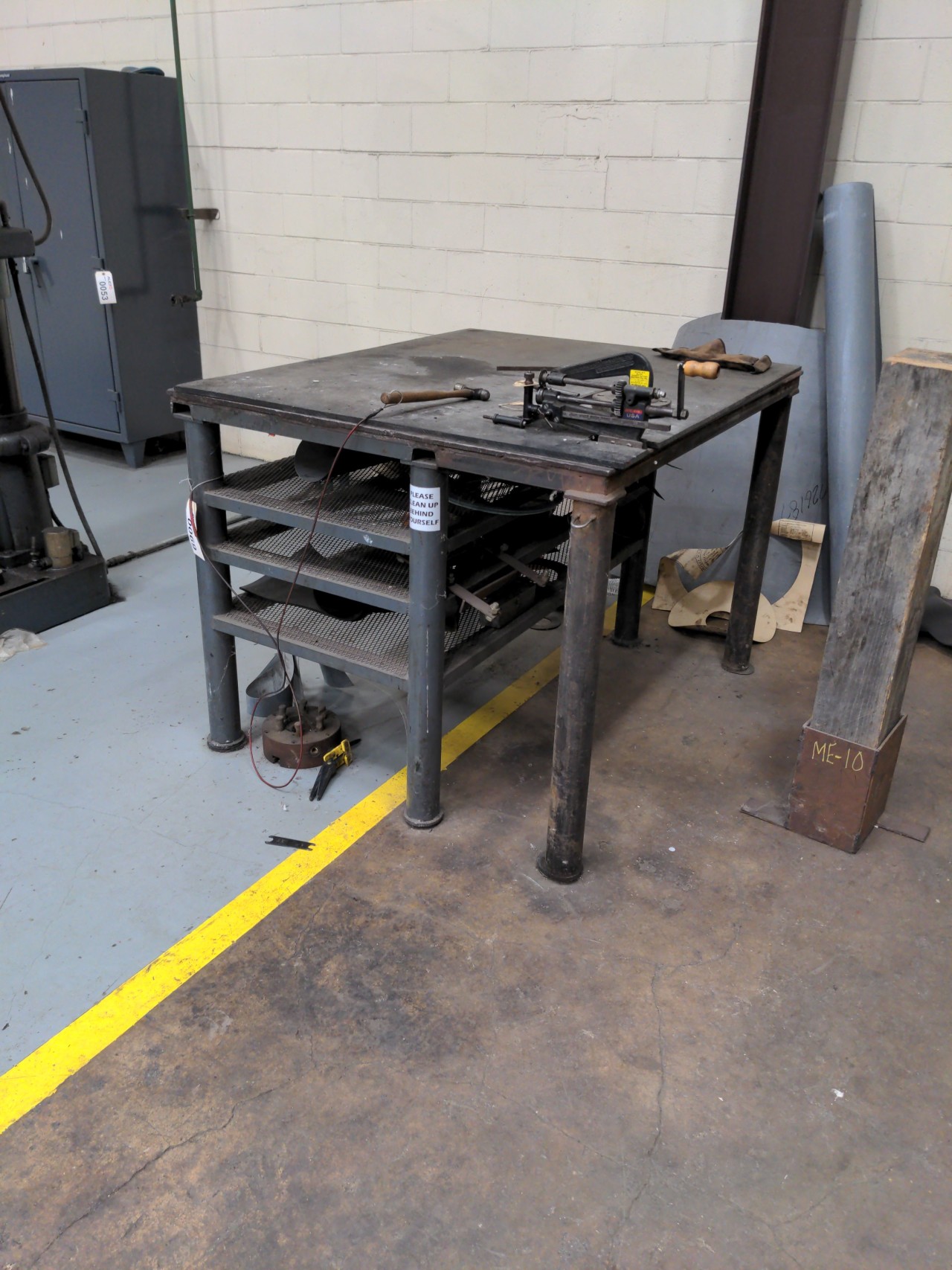 Steel work table with Allen Gasket cutter