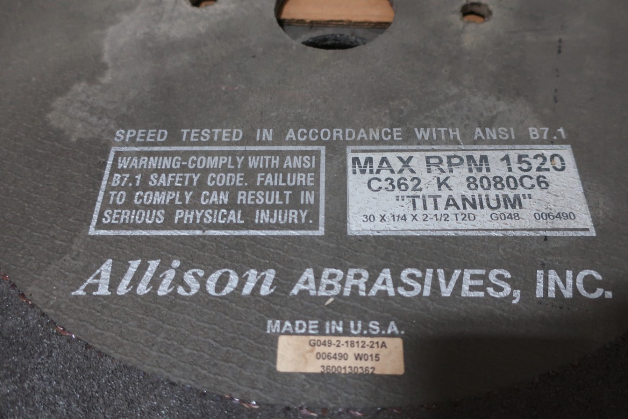 ALLISON ABRASIVES C362 K 8080C6 BOX OF 10 21/2IN 30IN 1/4IN CUTOFF WHEEL
