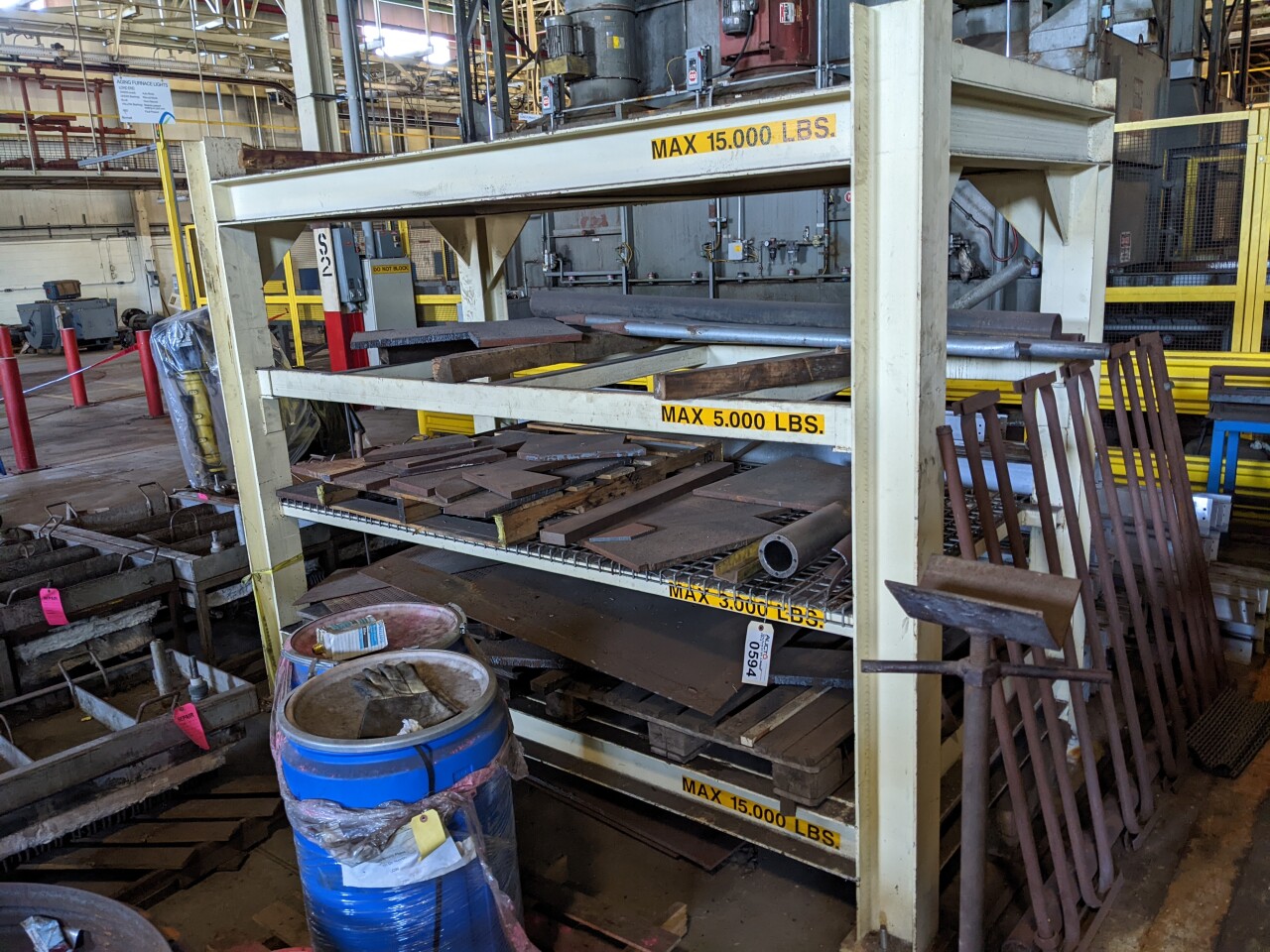 SECTION OF WAREHOUSE RACKING FOR PLATE WITH CONTENTS, STEEL PLATE ...